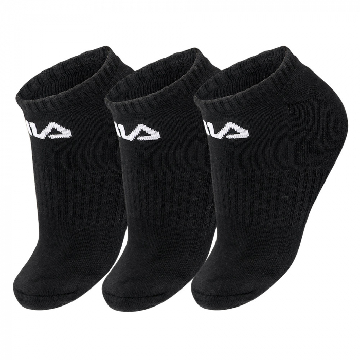 Meia Fila Cano Curto Preta Unisex - 3 pares 34 a 38